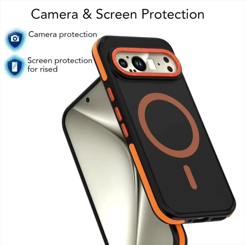 Superior Armor High Clear Protect Hülle für Google Pixel 10 und Google Pixel 9 Pro XL, transparent mit mehrfarbigem Knopfrahmen und magnetischer Aufladung, stoßfeste Schutzhülle - Bild 2