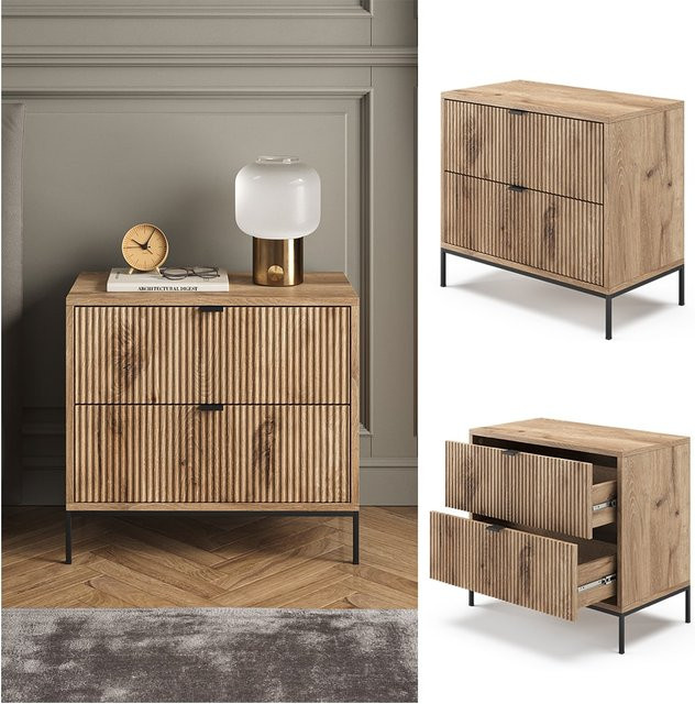 Vicco Nachttisch Eliza in Viking Oak mit 2 Schubladen, B: 66 cm, T: 60 cm, H: 1 cm - Bild 1