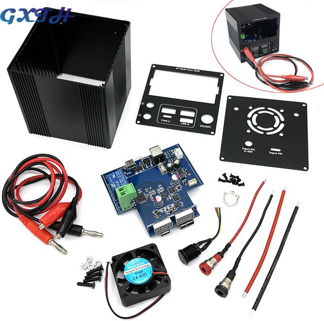 GXTH CNC Geregeltes Stromversorgungsgehäuse-Kit aus Aluminiumlegierung mit PD Vollprotokoll-Schnellladung in Schwarz - Bild 1