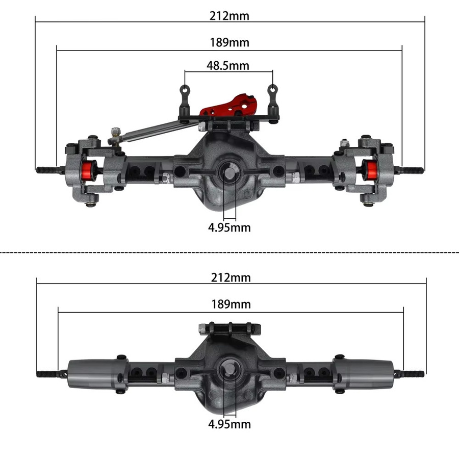 Axial RC Crawler Upgrade Teile, CNC Metall, Vorder- und Hinterachse mit Adapter Servoarm - Bild 2
