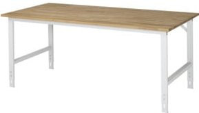 RAU Arbeitstisch aus Buche und Stahl in Grau, höhenverstellbar, B: 200 cm, T: 100 cm, H: 76-108 cm - Bild 1