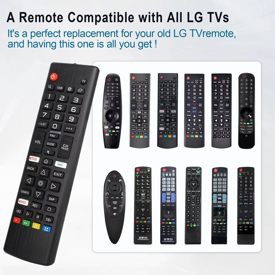 3er Set Universal Fernbedienung Akb75675304 für LG Smart TV in Schwarz - Bild 6