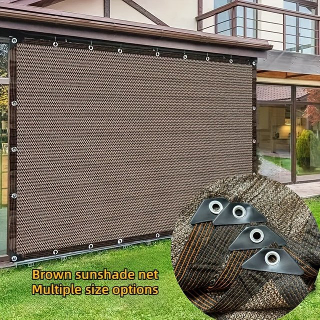 Sonnenschutznetz aus HDPE in Kaffeebraun mit 90 % Lichtschutz für Garten, Terrasse und Gewächshaus - Bild 1