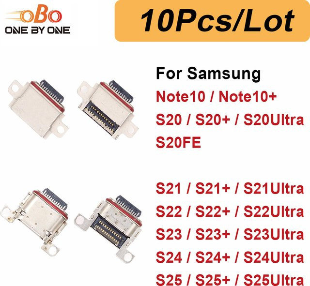 10er Set USB-C Ladeport Dock Stecker für Samsung S20 S21 S22 S23 S24 S25 Plus Ultra FE in Silber - Bild 1