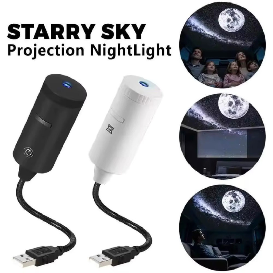 APWIKOGER Galaxy Ambient-Projektorlampe für Tisch und Auto mit wechselbaren Mustern in Weiß oder Schwarz - Bild 1