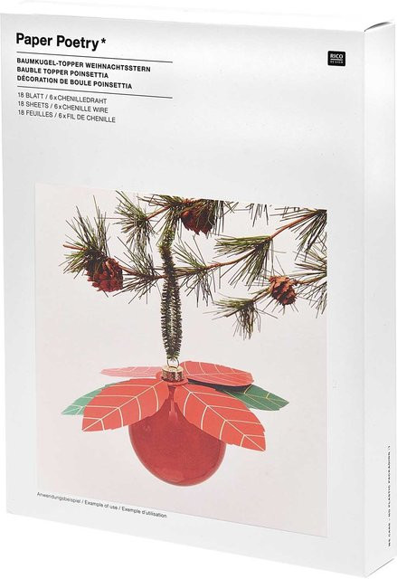 Rico Design Paper Poetry Weihnachtsstern als Christbaumkugel-Topper, 6 Stück - Bild 1