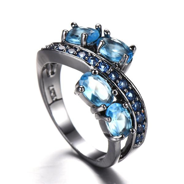 Bamos Vintage-Ring, Kupfer, königsblau, Kristall, Damen, Größe 9 - Bild 2