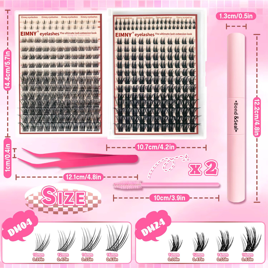 EIMNY Falsche-Wimpern-Set mit Wimpernkleber, Pinzette & Bürsten - Bild 4