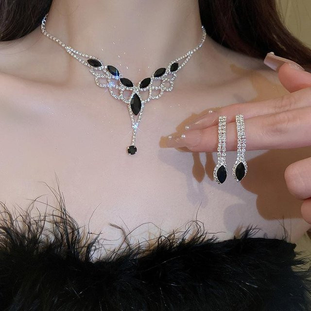 FYUAN Ohrringe, Vintage, Messing, Schwarz, Zirkonia, Damen - Bild 1