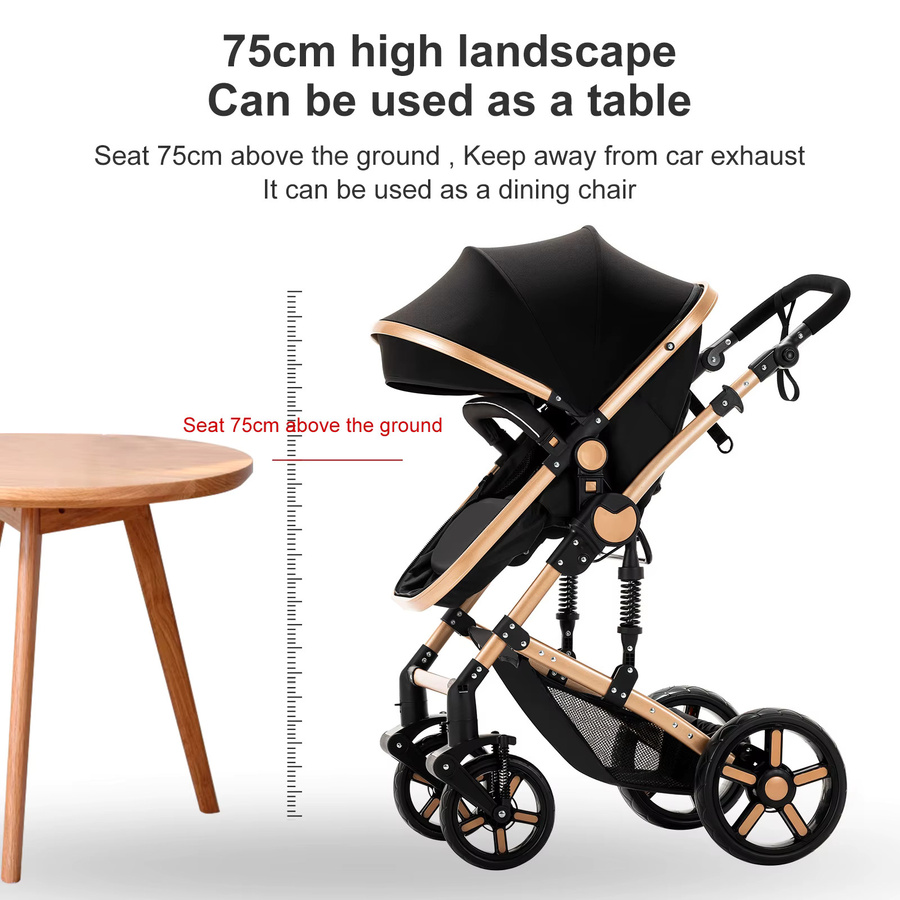 Magic ZC 3-in-1 Luxus-Reisesystem Kinderwagen in Schwarz mit Autositz, umkehrbarem Babykorb und faltbarer Funktion - Bild 3