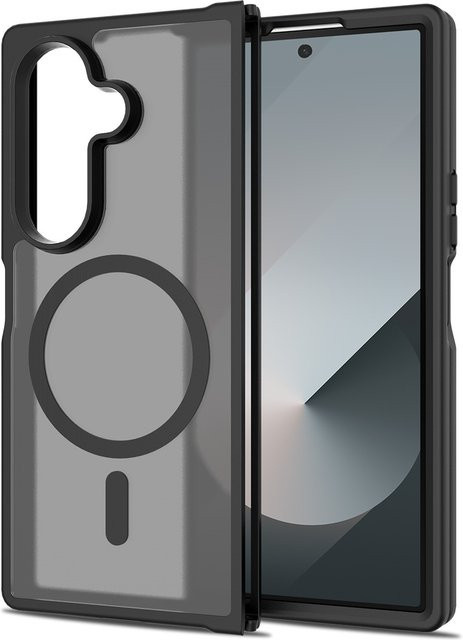 Stoßfeste magnetische MagSafe Handyhülle für Samsung Galaxy Z Fold 6 und Galaxy Z Fold 7 in Transparent oder Schwarz - Bild 1