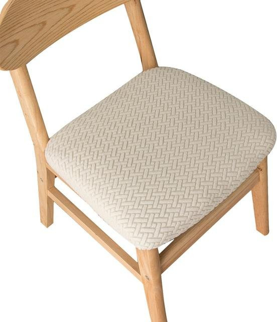 Wasserabweisender Jacquard-Stuhlbezug von Yiran Furniture aus elastischem Spandex in Beige für Esszimmer und Küche - Bild 1