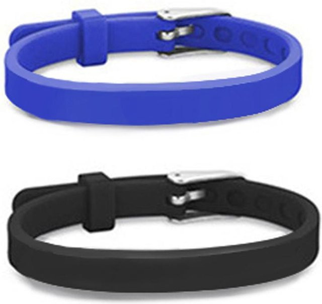 ID-Armband Kinder, Silikon, Edelstahl-Anhänger, Schwarz, 14-20 cm - Bild 1