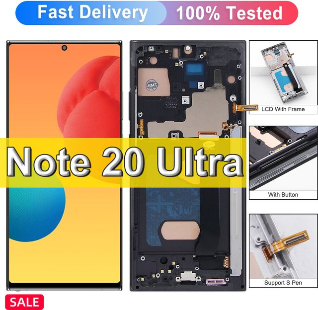 Samsung Galaxy Note 20 Ultra 5G Ersatz LCD Display mit Touch Screen und Rahmen in Schwarz - Bild 1