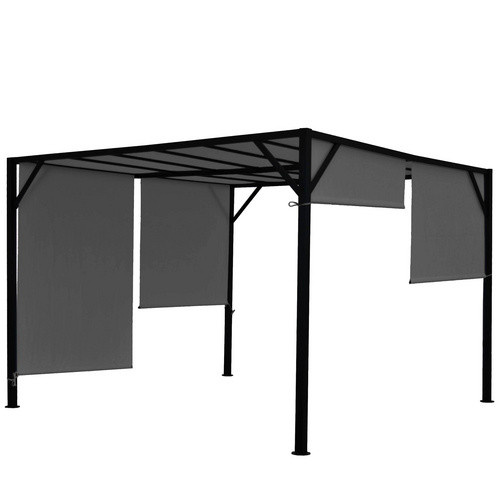 MVG Pergola MVG-HA016 mit Schiebedach aus Polyester und Stahlgestell, grau, B: 405 cm, T: 405 cm, H: 212 cm - Bild 3
