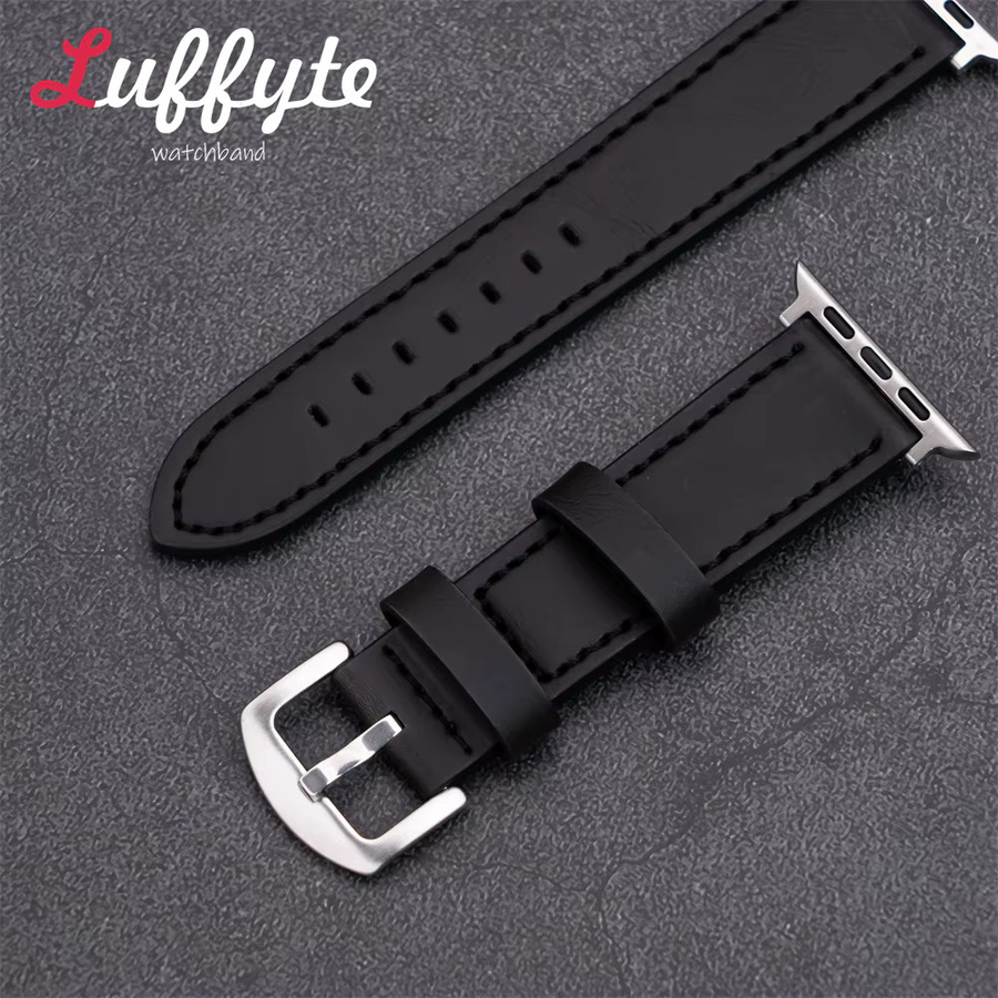 luffyte Uhrenarmband Leder, Schwarz, Unisex - Bild 1