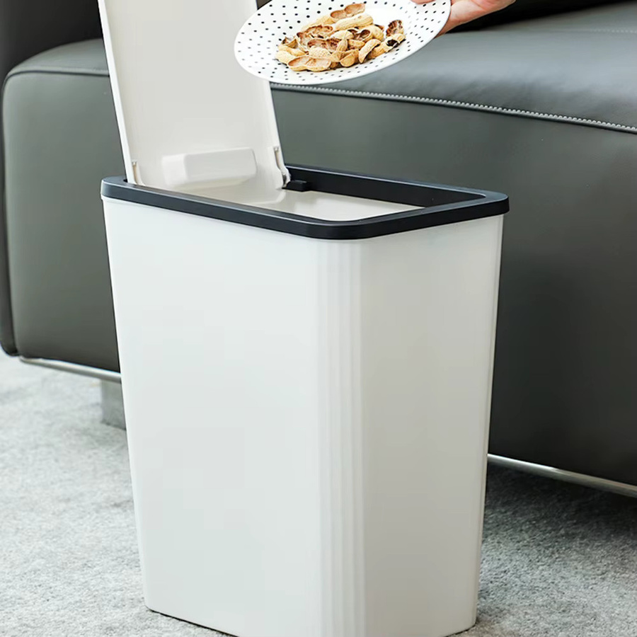 LEENKEA Badezimmer Mülleimer mit Deckel aus Kunststoff in Grün - Bild 4