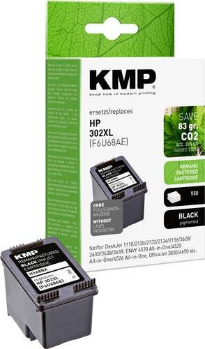 KMP Tintenpatrone kompatibel mit HP 302XL F6U68AE, Schwarz - Bild 1