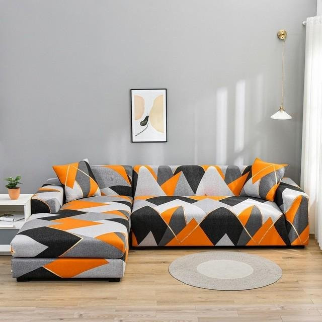 Housmife Elastischer Sofabezug mit Grafikdesign, Stretch-Schonbezug für L-förmige Ecksofas, Mehrfarbig, Breite: 235-300 cm - Bild 1