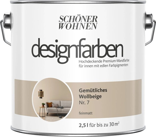 Schöner Wohnen Designfarben Wandfarbe Plaster in Wollbeige matt, 2,5 l - Bild 1