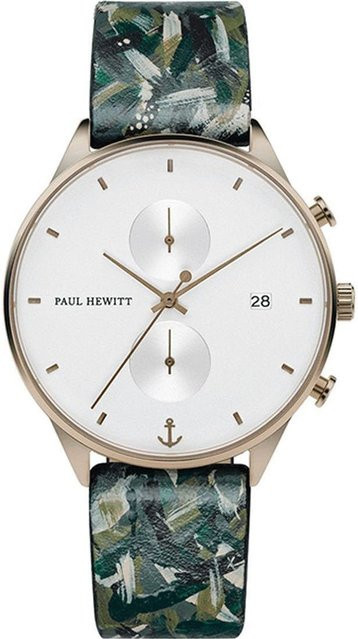 Paul Hewitt Herrenuhr Chronograph, Edelstahl, Quarz, 42 mm, Leder - Bild 1