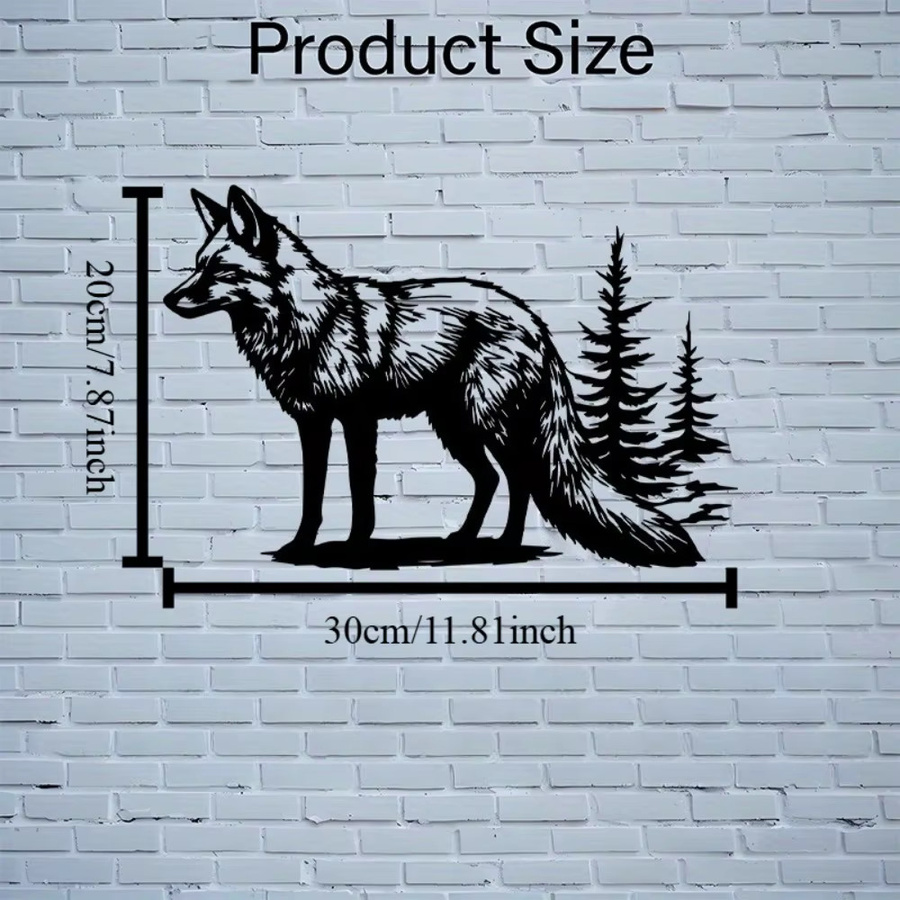 CIFBUY Metall-Wandkunst Fuchs und Kiefern in Schwarz als rustikale Wildtier-Silhouette für Innen und Außen - Bild 3