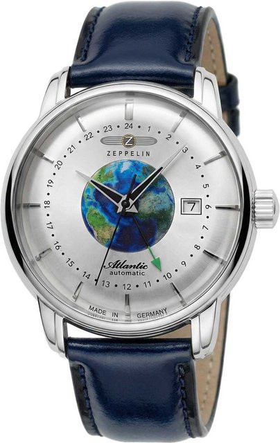 Zeppelin Automatik GMT Herrenuhr, Edelstahl, Leder, 43 mm, 5 ATM - Bild 1