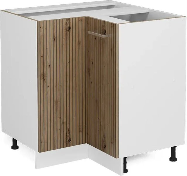 Vicco Eckunterschrank R-Line Küchenschrank in Artisan-Eiche und Weiß ohne Arbeitsplatte B/T/H: 75,6 x 46,0 x 81,6 cm - Bild 1