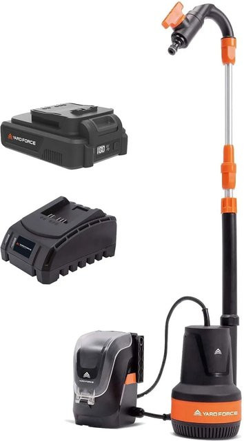 Yard Force Akku-Regenfasspumpe LX CWP1 Tauchpumpe in Orange-Schwarz mit 2 Bar Druck - Bild 1