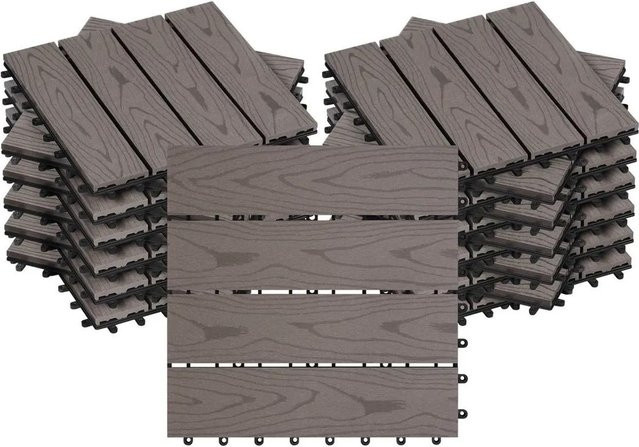 WOLTU WPC Terrassenfliesen Holzoptik Farbe Coffee, 22 Stück/2 m² - Bild 1