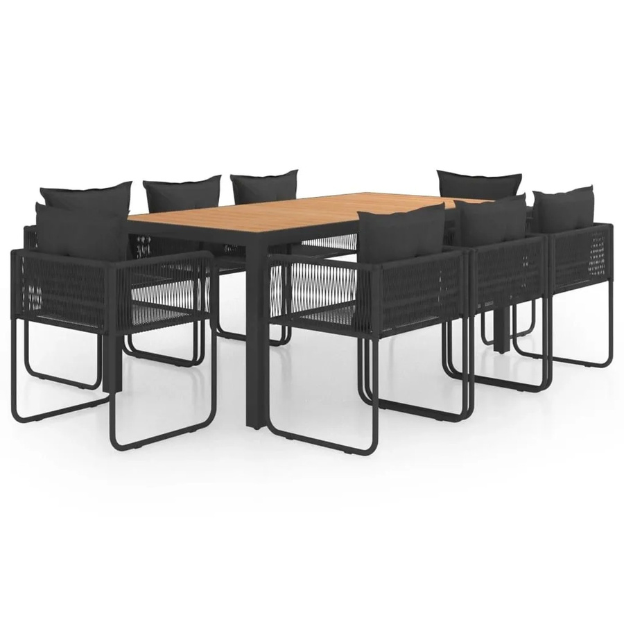 Furnicato 9-tlg Garten-Essgruppe aus PVC-Rattan in Schwarz und Braun - Bild 2