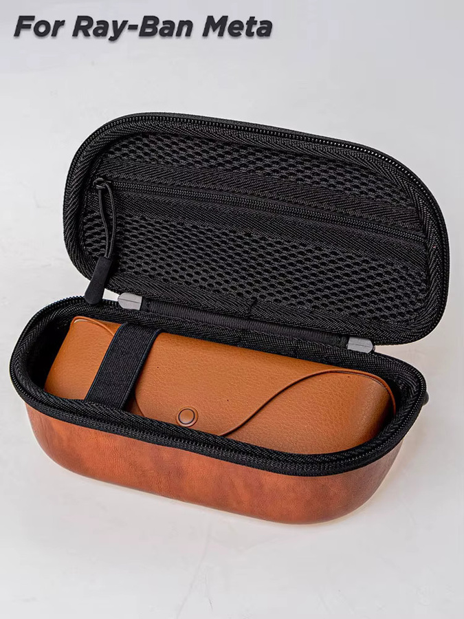 Tahnuhna Tragetasche für Ray-Ban Meta und XREAL Air 2/Air/One AR-Brillen, schützende EVA-Aufbewahrungstasche mit Hartschale, Farbe: Braun - Bild 5