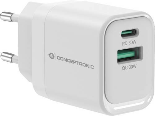 Conceptronic ALTHEA19W33 GaN USB Ladegerät mit 33W Power Delivery, 2 Ports (USB-A und USB-C), Weiß - Bild 1
