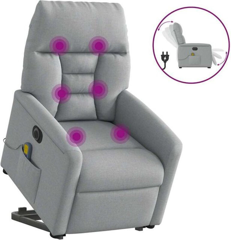 Elektrischer Massagesessel mit Aufstehhilfe von Vidaxl in Grau aus Stoff - Bild 1