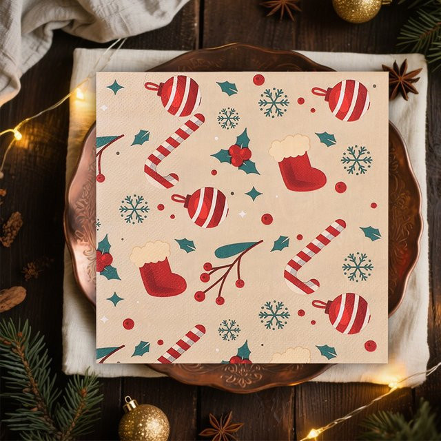 ZQNYCY Weihnachts-Einweg-Papierservietten und Taschentücher in Multicolor für Weihnachtsdekoration und Partyzubehör - Bild 1