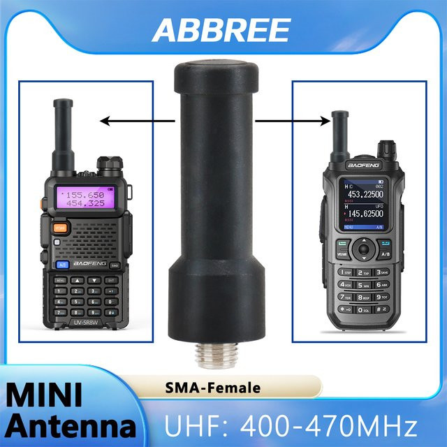 ABBREE Stubby Mini Antenne mit SMA-Buchse für UHF 400-470 MHz Zwei-Wege-Funkgeräte in Schwarz - Bild 1