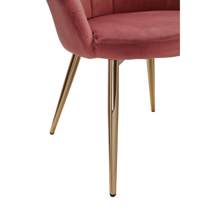 Wohnling Polsterstuhl aus Samt in Rosa und Gold mit Metallgestell, B/H/T: 47,5 x 80 x 53 cm - Bild 3