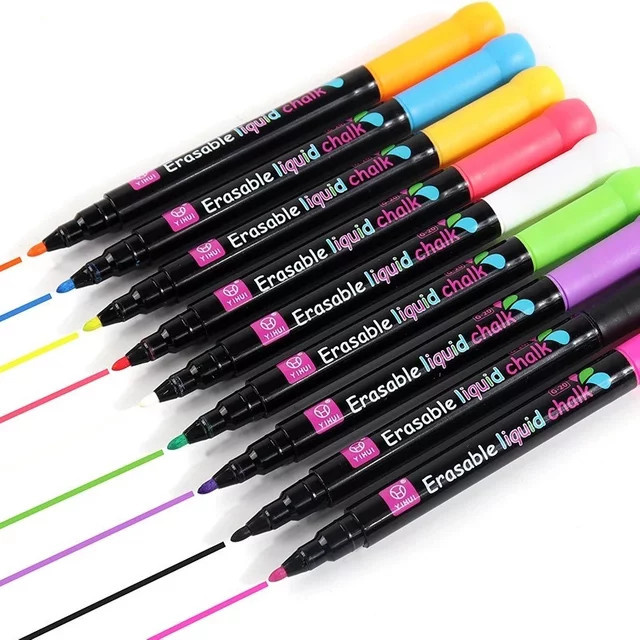 8 Farben Flüssigkreide-Marker Set in Weiß und Multicolour, löschbare Fluoreszierende Textmarker mit 1–2 mm Strichstärke für Whiteboards, LED-Werbetafeln und Graffiti - Bild 1
