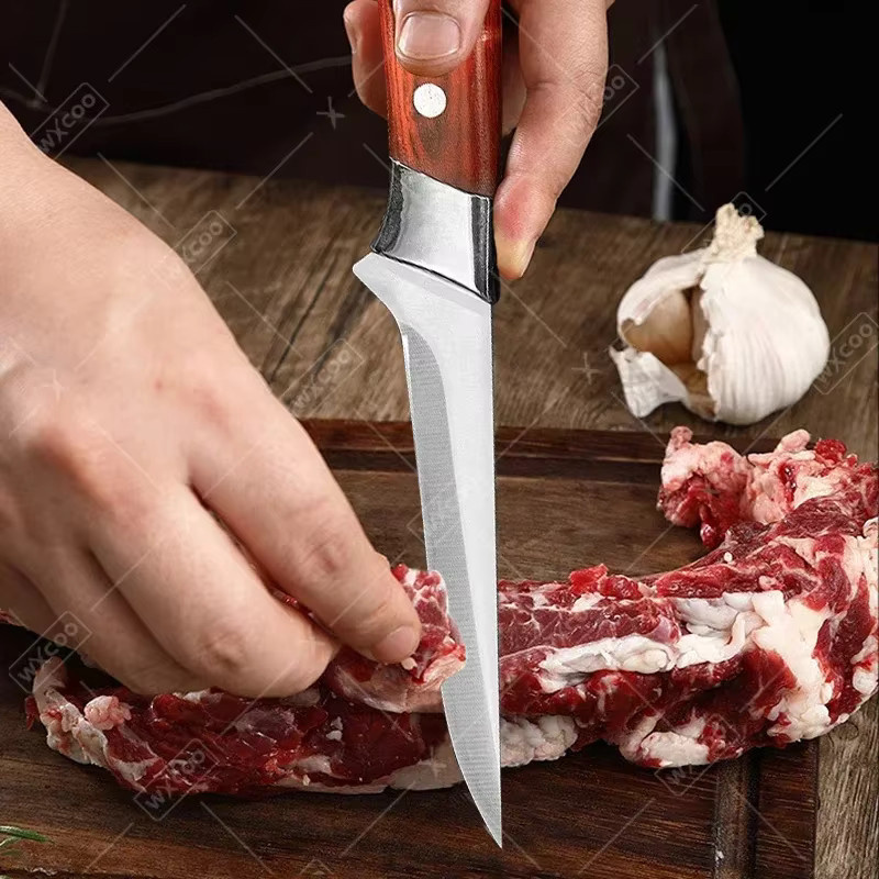 WXCOO Professionelles Filiermesser aus handgeschmiedetem Edelstahl mit Holzgriff zum Entbeinen von Fisch, Fleisch, Obst und Gemüse - Bild 5
