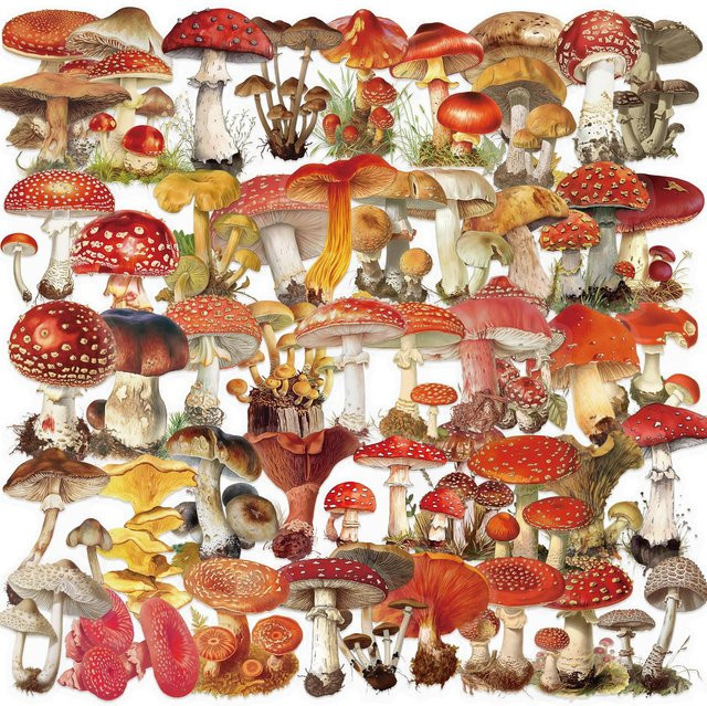 50 Stück Retro Pilz Graffiti Aufkleber von Rd lala, wasserfeste PET Aufkleber in Multicolour für DIY, Notizbücher und Gepäck - Bild 1