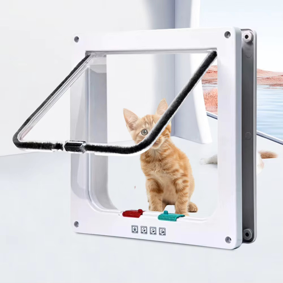 Alloet Haustiertür mit 4-Wege-Sicherheitsschloss in Schwarz für Hunde und Katzen - Bild 4