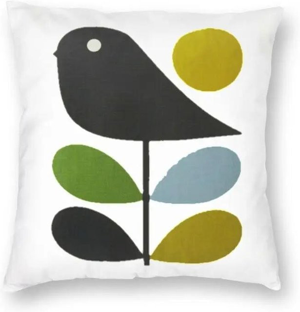 Orla Kiely Kissenbezug mit Blumen und Vögeln in Multicolour, quadratisches Dekokissen für Sofa und Wohnzimmer, B/B/B: 50 x 50 x 50 cm - Bild 1