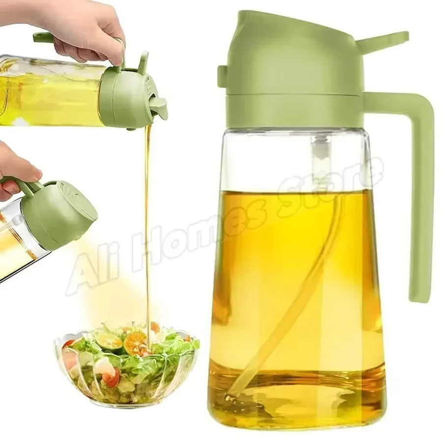 2-in-1 Öl-Sprühflasche und Ölspender aus Kunststoff mit 2 Bürsten für BBQ und Kochen in Gelb oder Grün - Bild 6