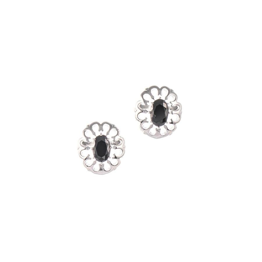 Ohrstecker 925 Silber, Zirkonia, schwarz - Bild 1