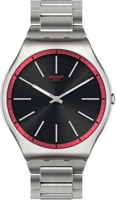 Swatch Armbanduhr, Quarz, Edelstahlgehäuse, 42 mm, Silber, Unisex - Bild 1
