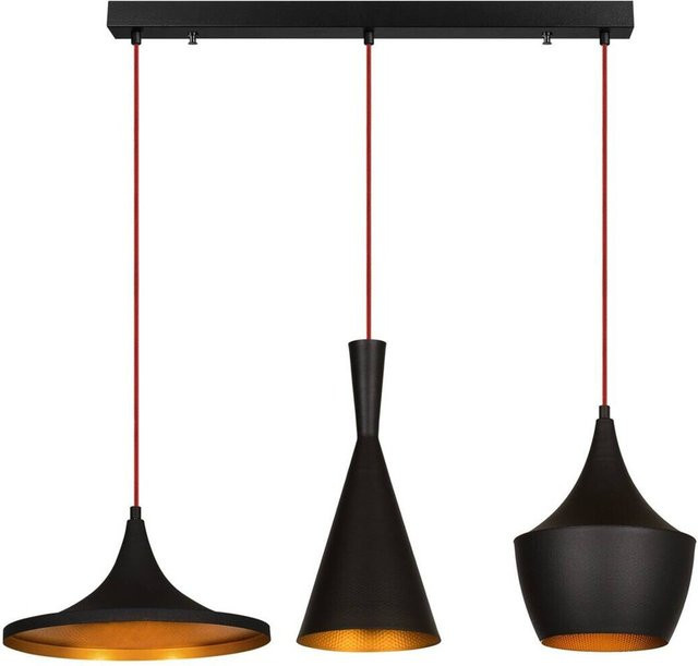 Opviq Pendelleuchte Elmas in Gold und Schwarz aus Metall mit 3 E27 Fassungen, B/H/T: 80 x 130 x 80 cm - Bild 1