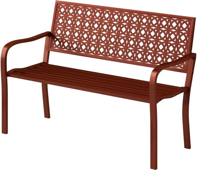 Furnicato Außenbank aus Stahl mit Armlehnen für 2 Personen, Farbe: Rot, B/T/H: 120 x 63 x 85 cm - Bild 1