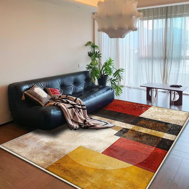 Moderner Teppich im nordischen Stil mit abstraktem geometrischem Design, waschbar und rutschfest, Multicolour, B/T: 90 x 60 cm - Bild 1