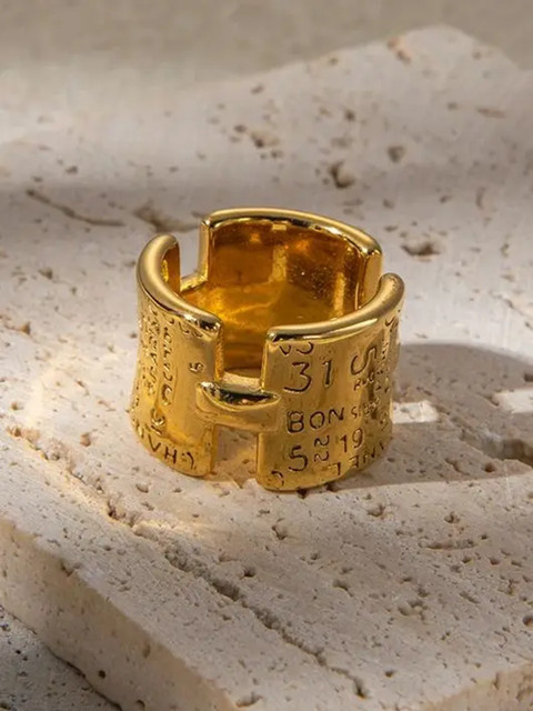 Jinyve Wickelring Edelstahl, Gold, Vintage, Unisex - Bild 1