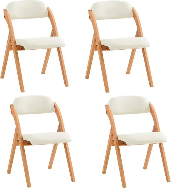 SoBuy 4er Set Esszimmerstühle Klappstühle Polsterstühle mit Lehne in Weiß FST92-Wx4 - Bild 1